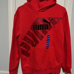PUMA kids red fleece pullover long sleeve hoodie Size XS 5/6 L 14/16 NWT